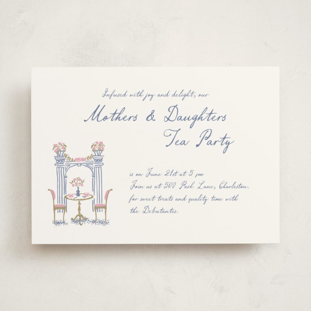 "Tea Party Charm" - Debutante Party Invitations in Petal by Leia Matt - Front