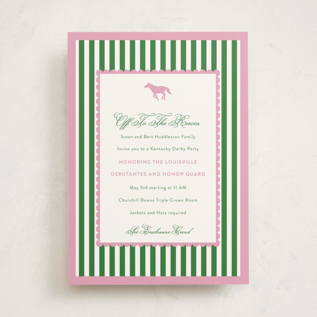 "Derby Party" - Debutante Party Invitations in Bubblegum by Ashlee Townsend - Front