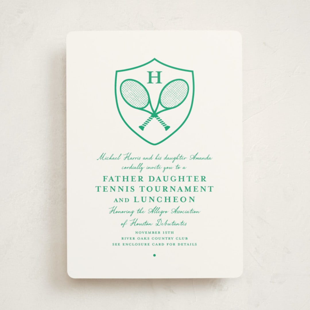 "Tennis Crest" - Debutante Party Invitations in Grass by mo kelley - Front