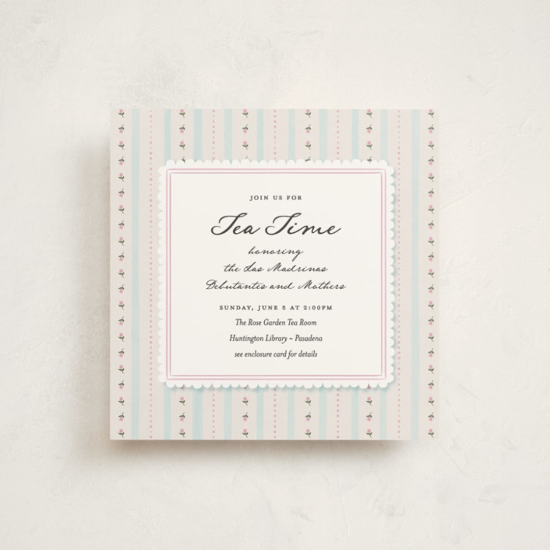 "tea time" - Debutante Party Invitations in Blue Raspberry by Kamala Nahas - Front