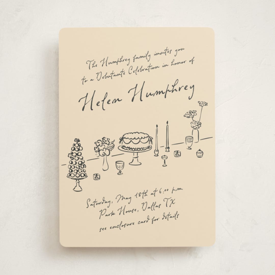 "Festive Table" - Debutante Party Invitations in Ink by Zove Ahhh - Front