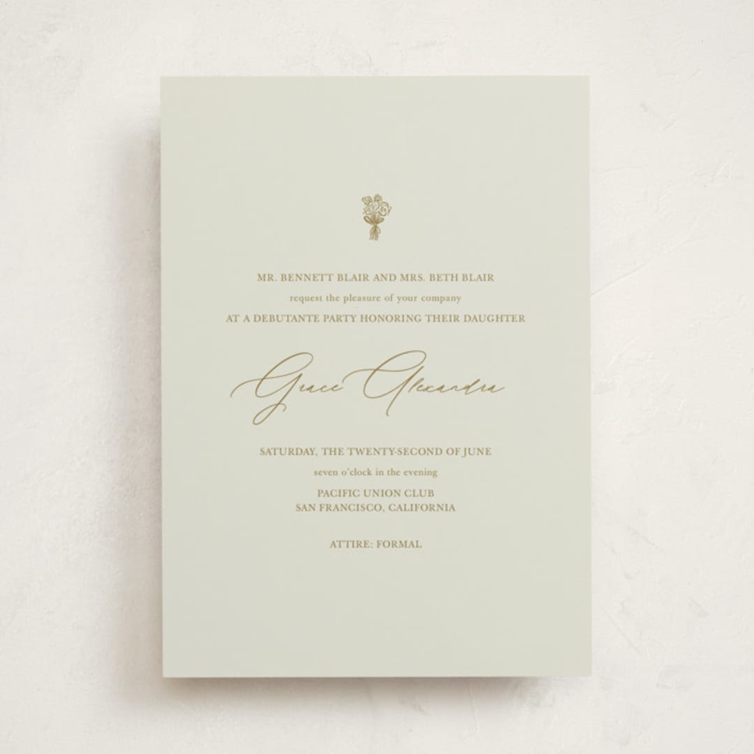 "Modern Elegance" - Debutante Party Invitations in Marigold by Stephanie Heinrich Godbout - Front