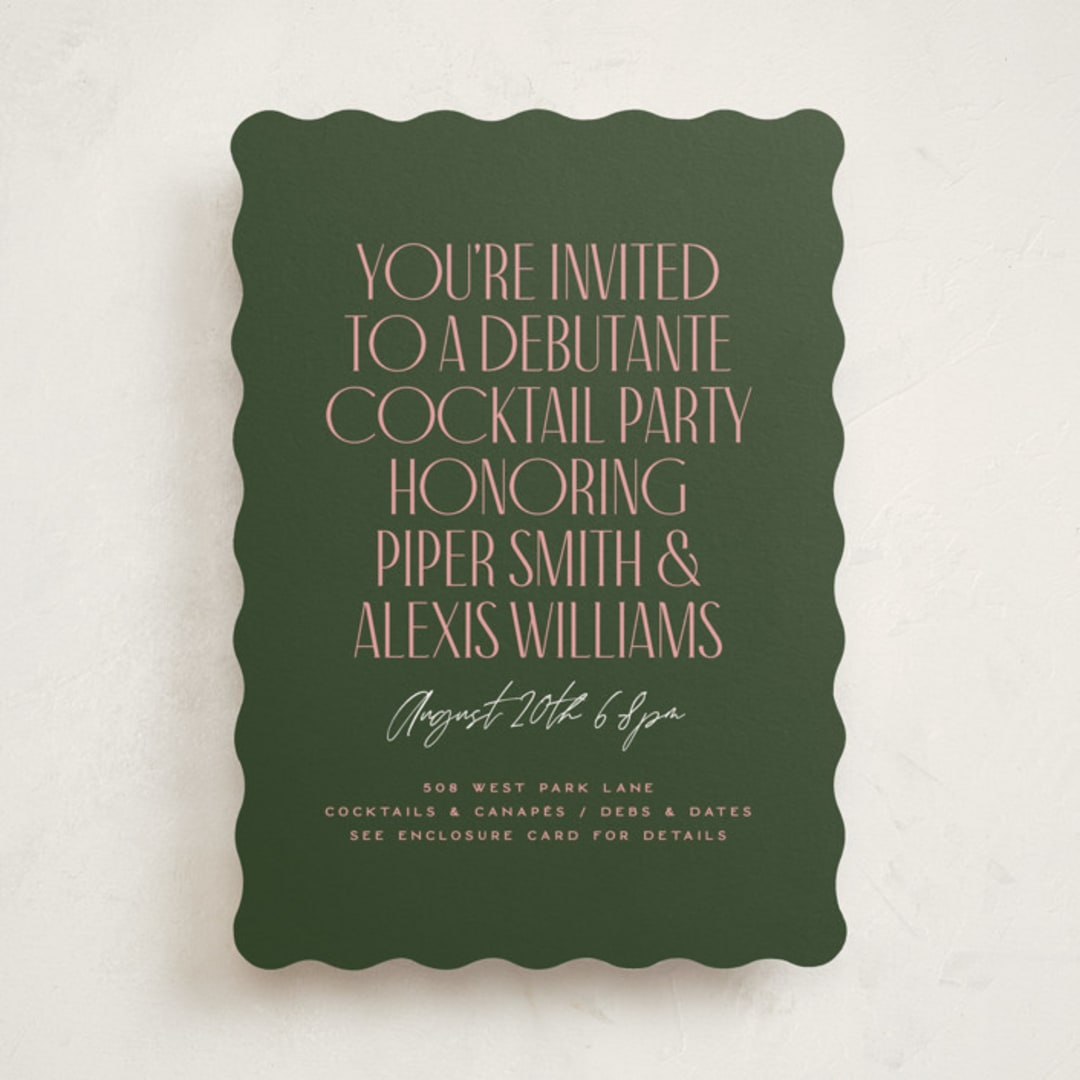 "Personality" - Debutante Party Invitations in Spruce by Owl and Toad - Front