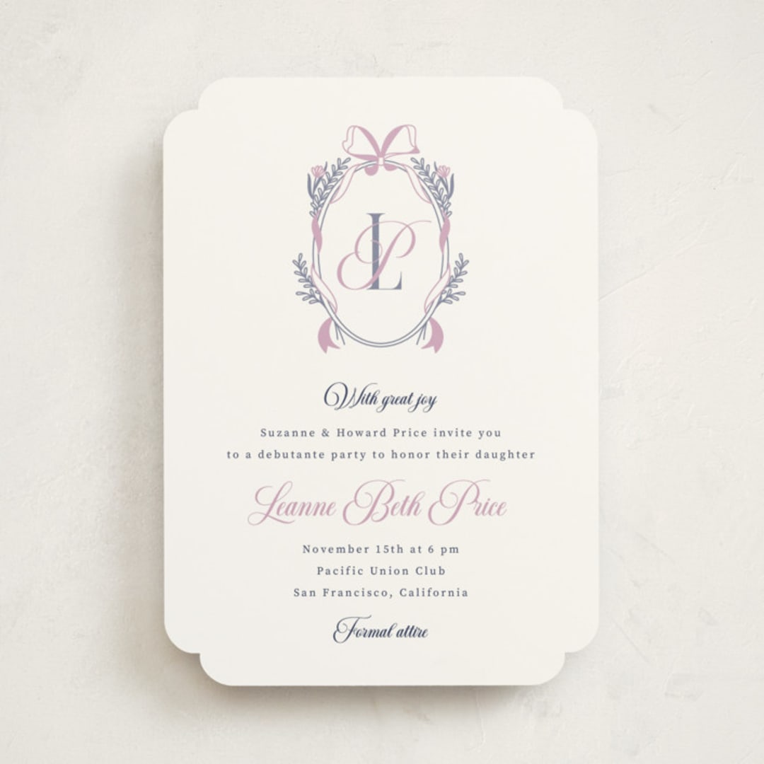 "Monogram Crest" - Debutante Party Invitations in Lavender by letterfix - Front