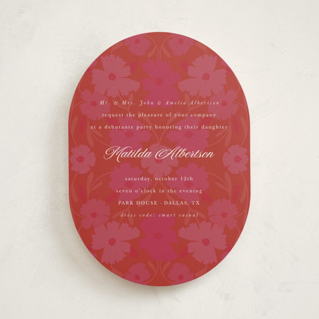 "Baroque" - Debutante Party Invitations in Flamingo by Morgan Kendall - Front