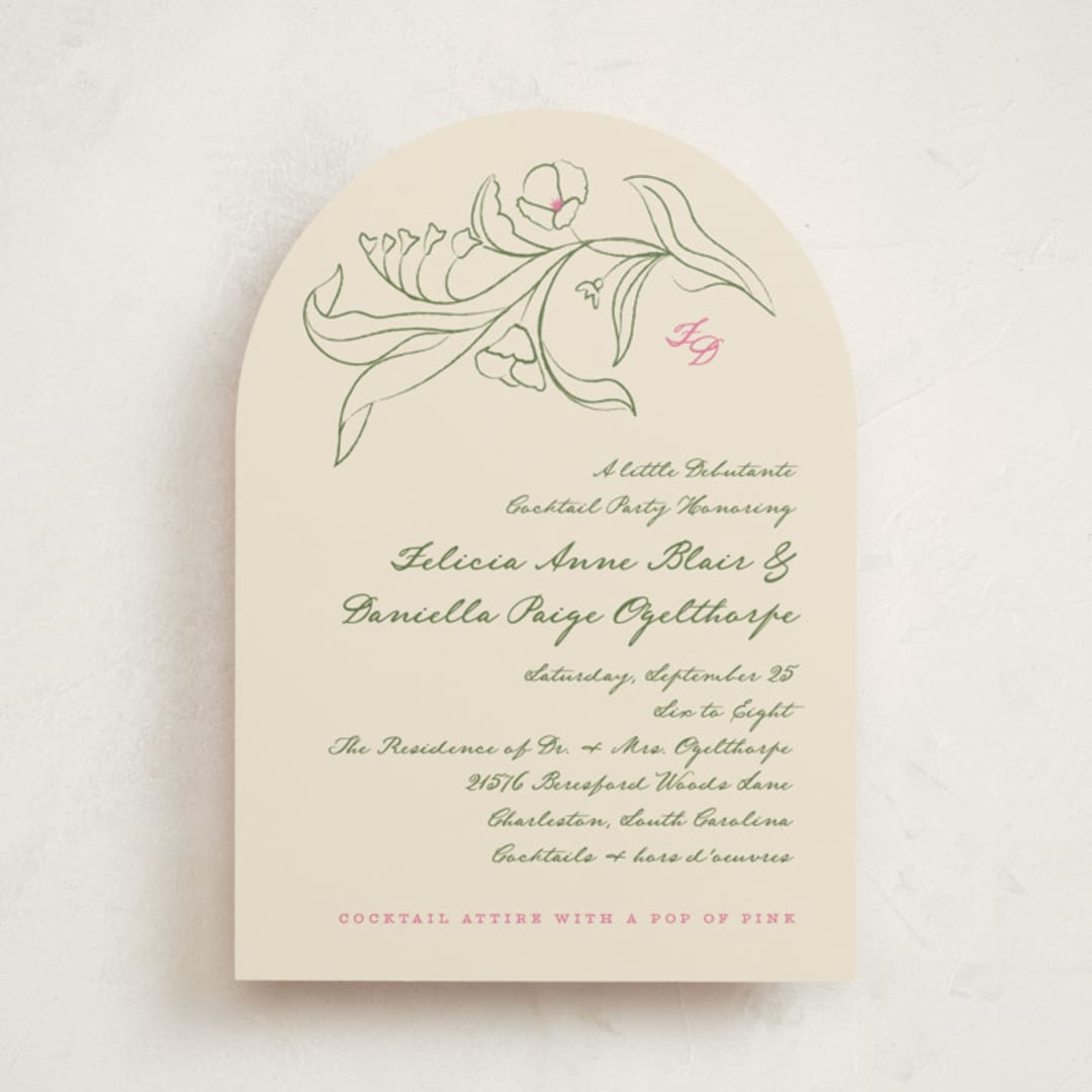 "arched wildflowers" - Debutante Party Invitations in Razzsmash by Kamala Nahas - Front