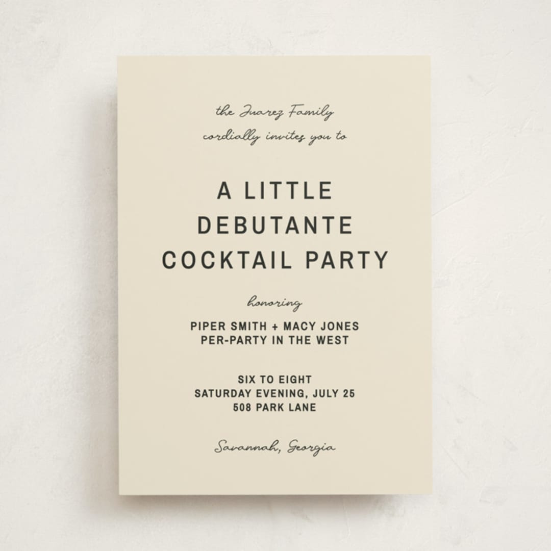"Poster" - Debutante Party Invitations in Ink by Ani Somi - Front