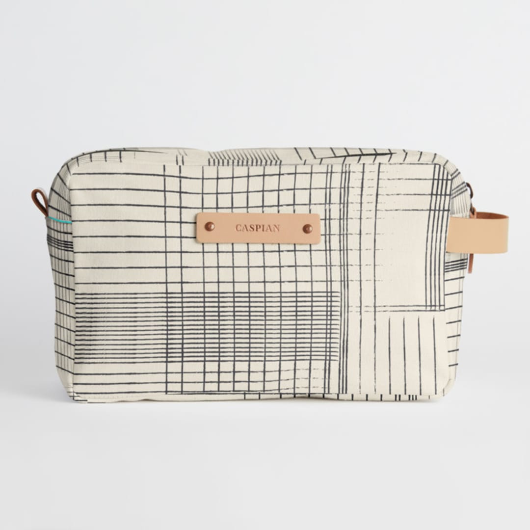 "Sketchy Plaid" - Dopp Kit in Pencil by Katie Wahn - Dopp Kit