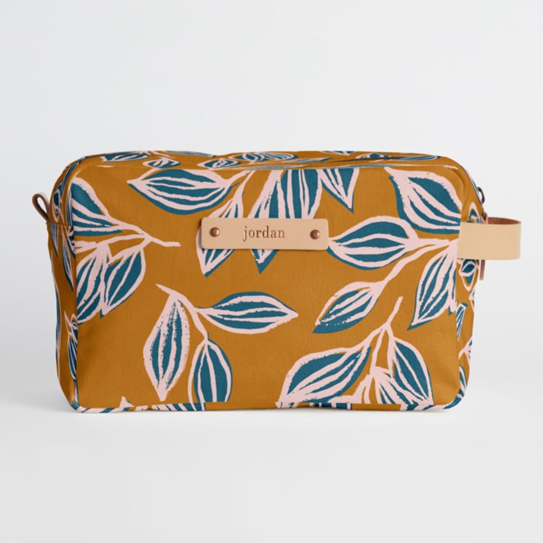 "Wandering" - Dopp Kit in Mustard by Alicia Schultz - Dopp Kit