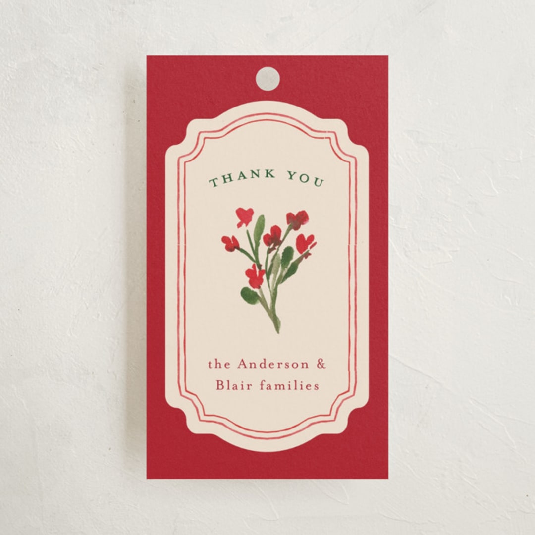 "Regency Vase" - Debutante Party Favor Tags in Ruby by Claudia Orengo - Front