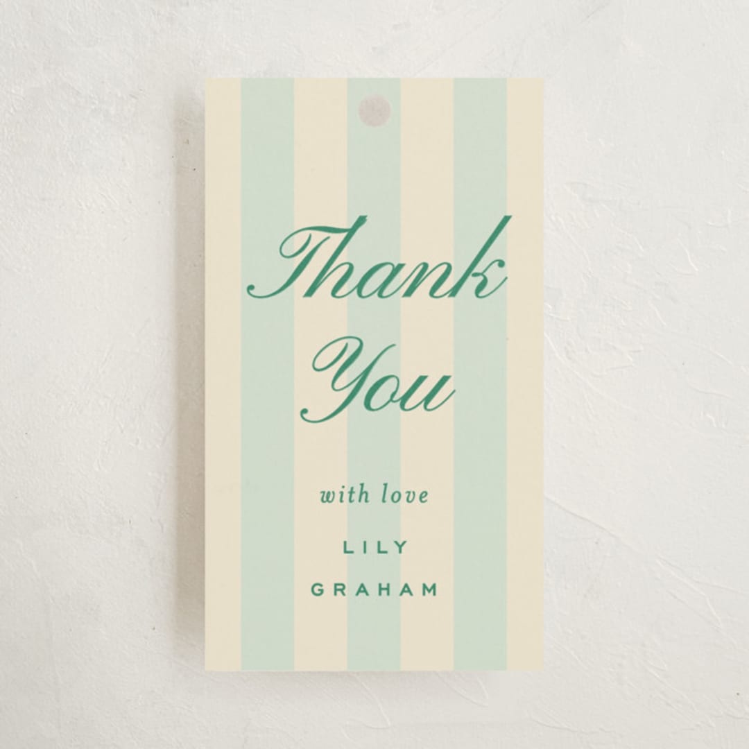 "debutante stripes" - Debutante Party Favor Tags in Teal by Ellen Schlegelmilch - Front