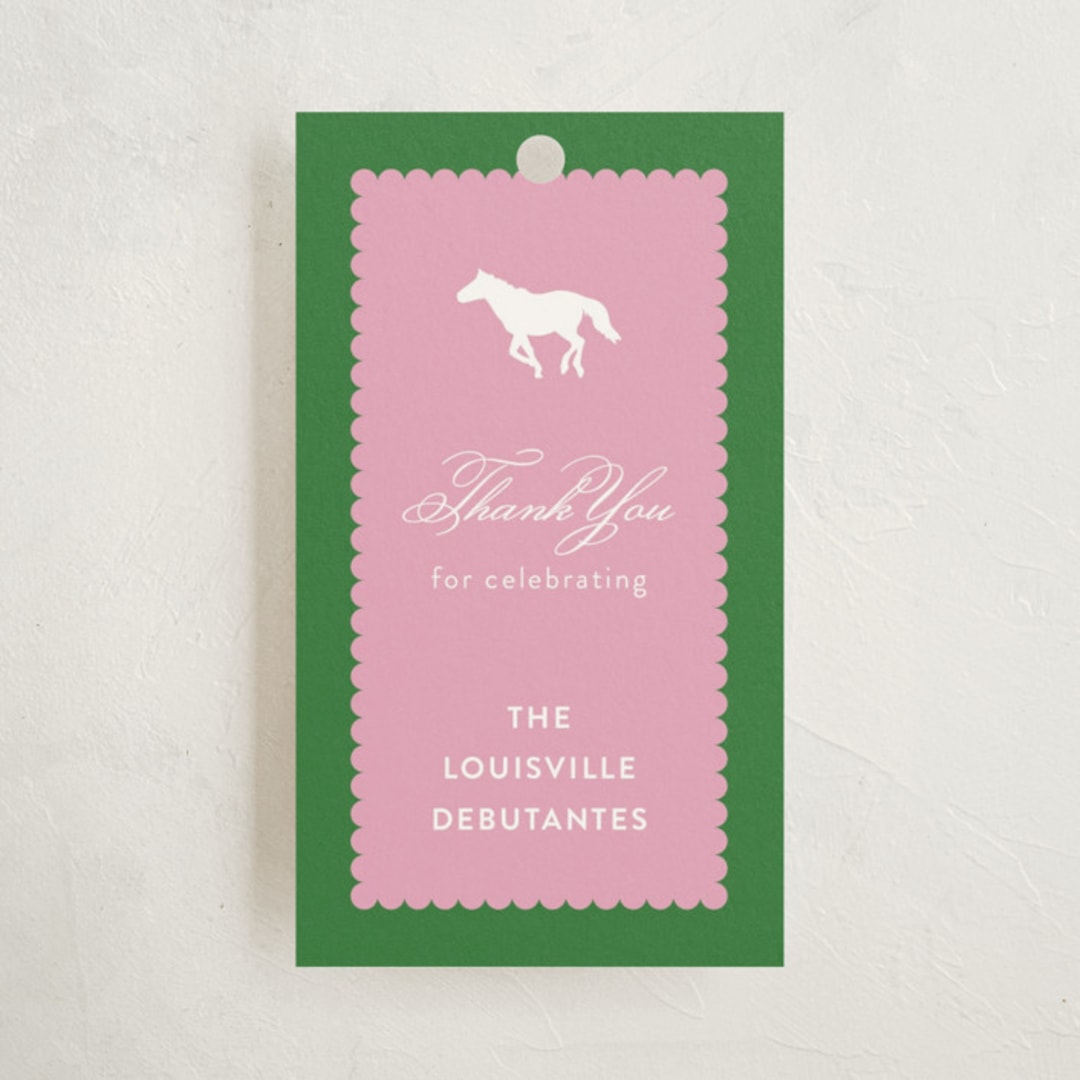 "Derby Party" - Debutante Party Favor Tags in Bubblegum by Ashlee Townsend - Front
