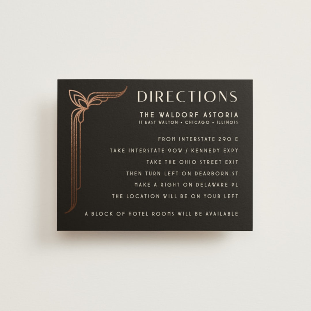 "Geometric Deco" - Direction Cards in Midnight by GeekInk Design - Front