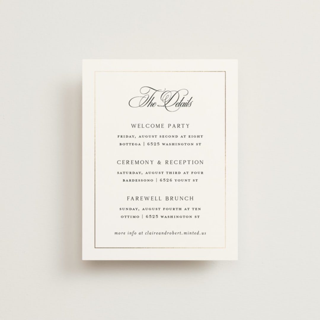 "Monogram Script" - Direction Cards in Silk by Kelly Schmidt - Front