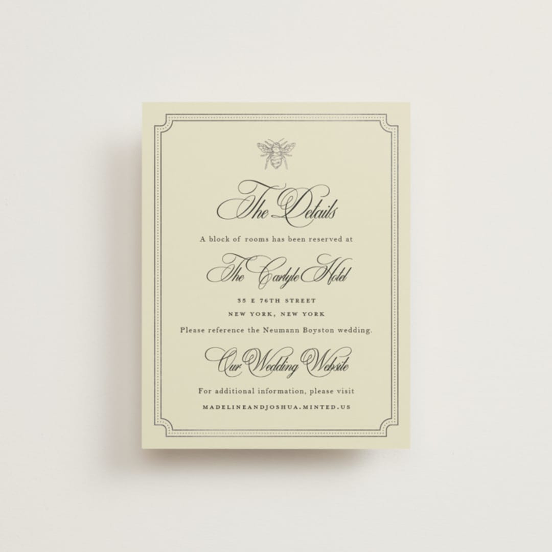 "Honeybee" - Direction Cards in Cream by Jennifer Lew - Front