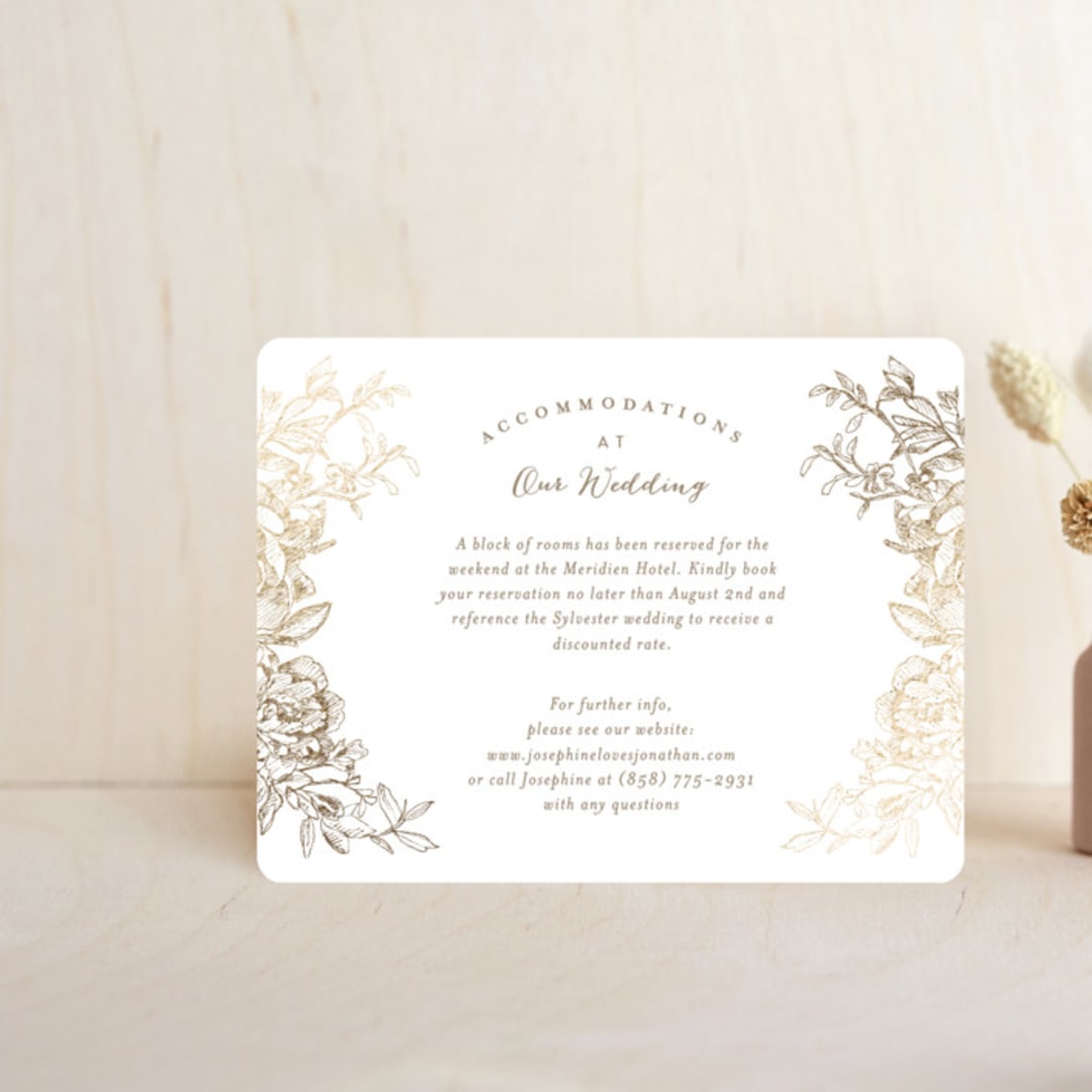 "Engraved Flowers" - Direction Cards in Gold by Phrosné Barwood - Front