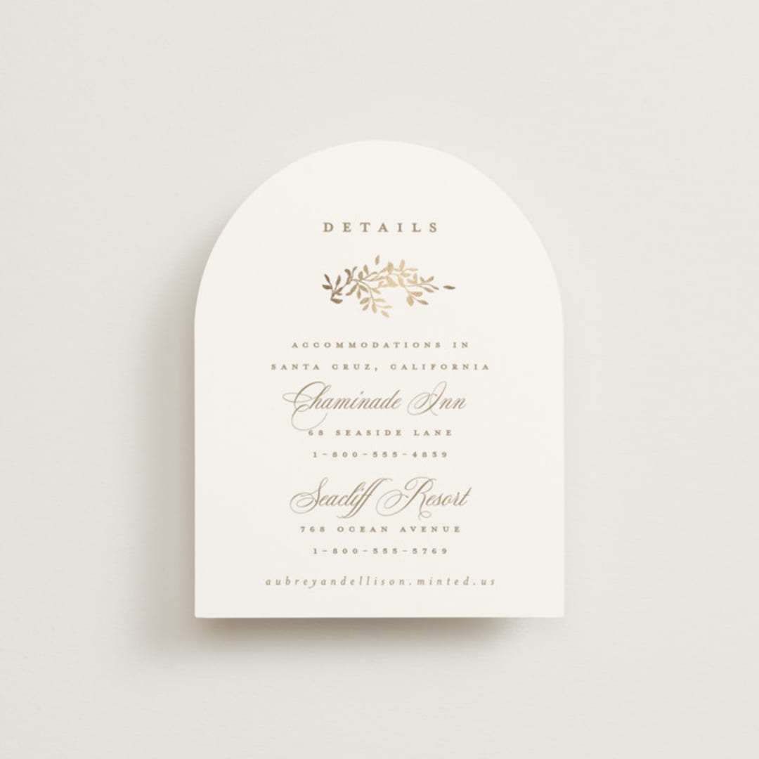 "Monogram in Leaves" - Direction Cards in Pearl by Leah Bisch - Front