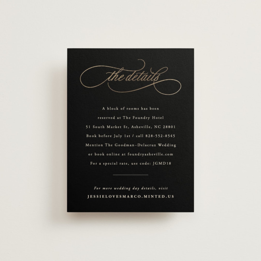 "Black Tie Affair" - Direction Cards in Onyx by Hooray Creative - Front