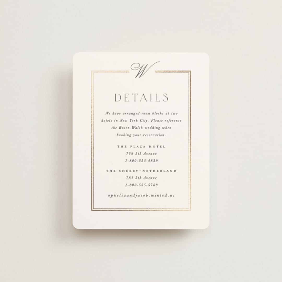 "Elegant Type" - Direction Cards in Pearl by Leah Bisch - Front