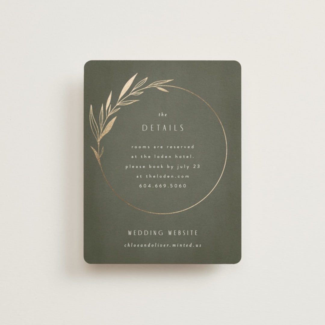 "Botanical Arches" - Direction Cards in Moss by Kelly Schmidt - Front