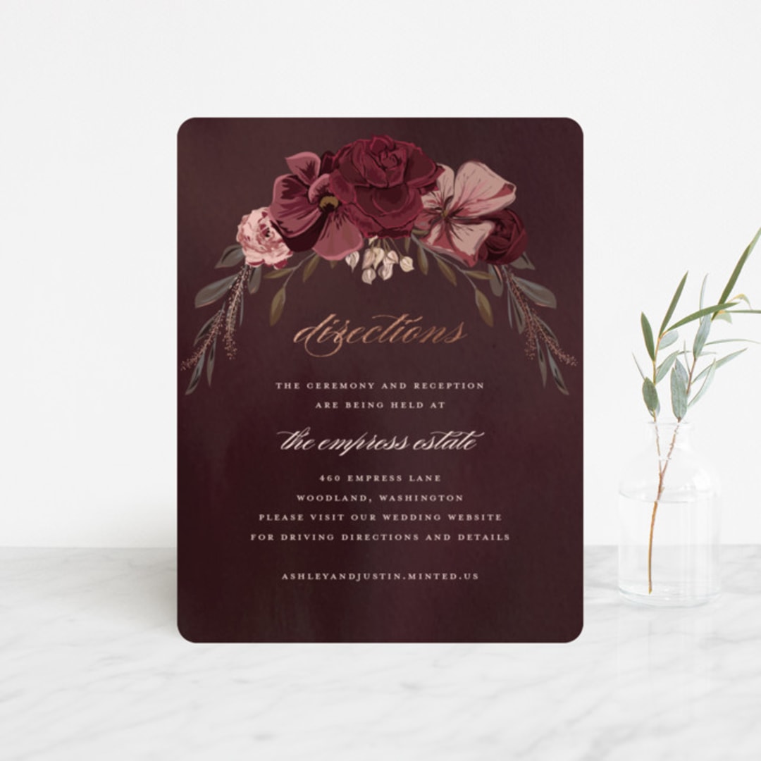 "Verdigris" - Direction Cards in Rose by Susan Moyal - Front