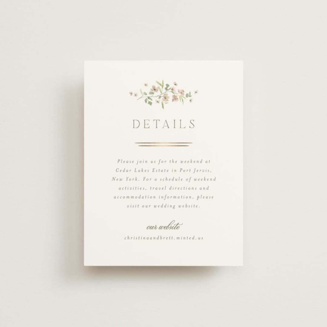 "Posy" - Direction Cards in Blush by Everett Paper Goods - Front