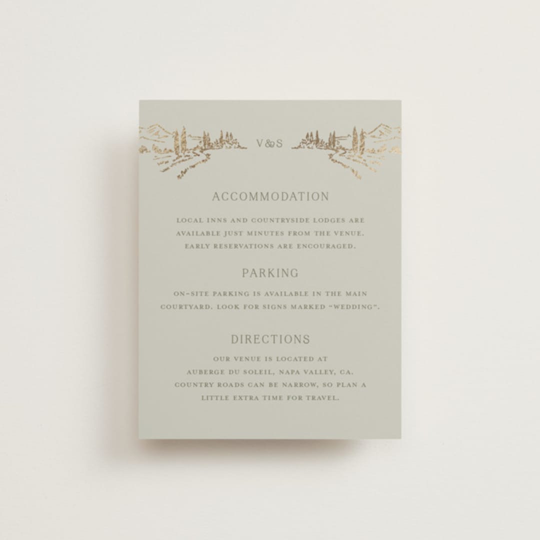 "Country Elegance" - Direction Cards in Sage Green by Lucrecia Caporale - Front