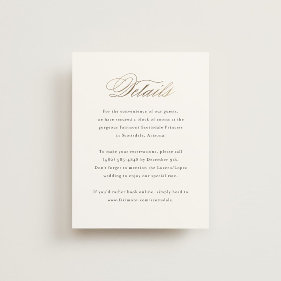 "Gilded Ampersand" - Direction Cards in Cotton by Jennifer Postorino - Front