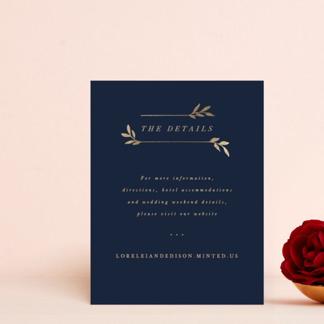 "Botanical Ampersand" - Direction Cards in Navy by Hooray Creative - Front