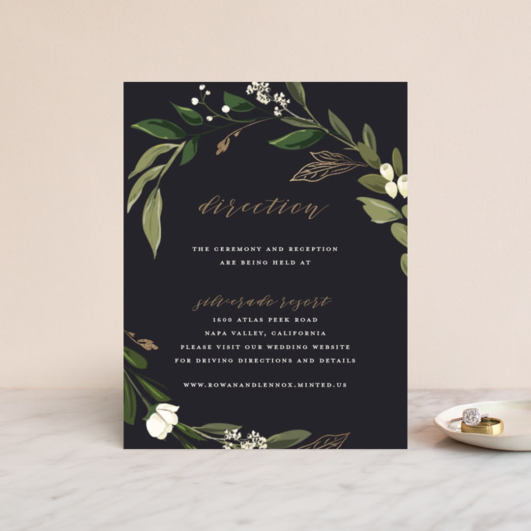 "Greenery Crown" - Direction Cards in Midnight by Susan Moyal - Front