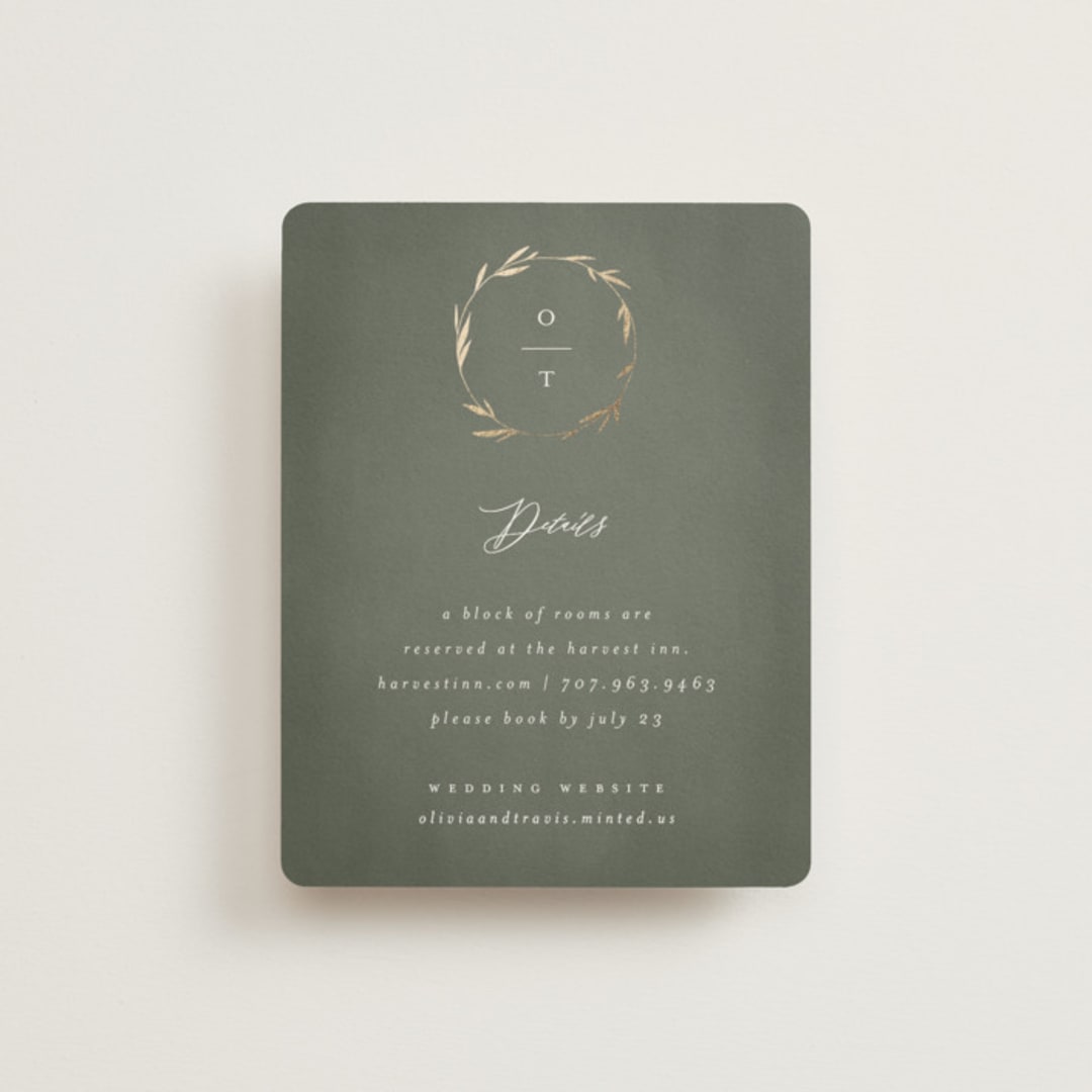 "Minimal Circle" - Direction Cards in Moss by Kelly Schmidt - Front
