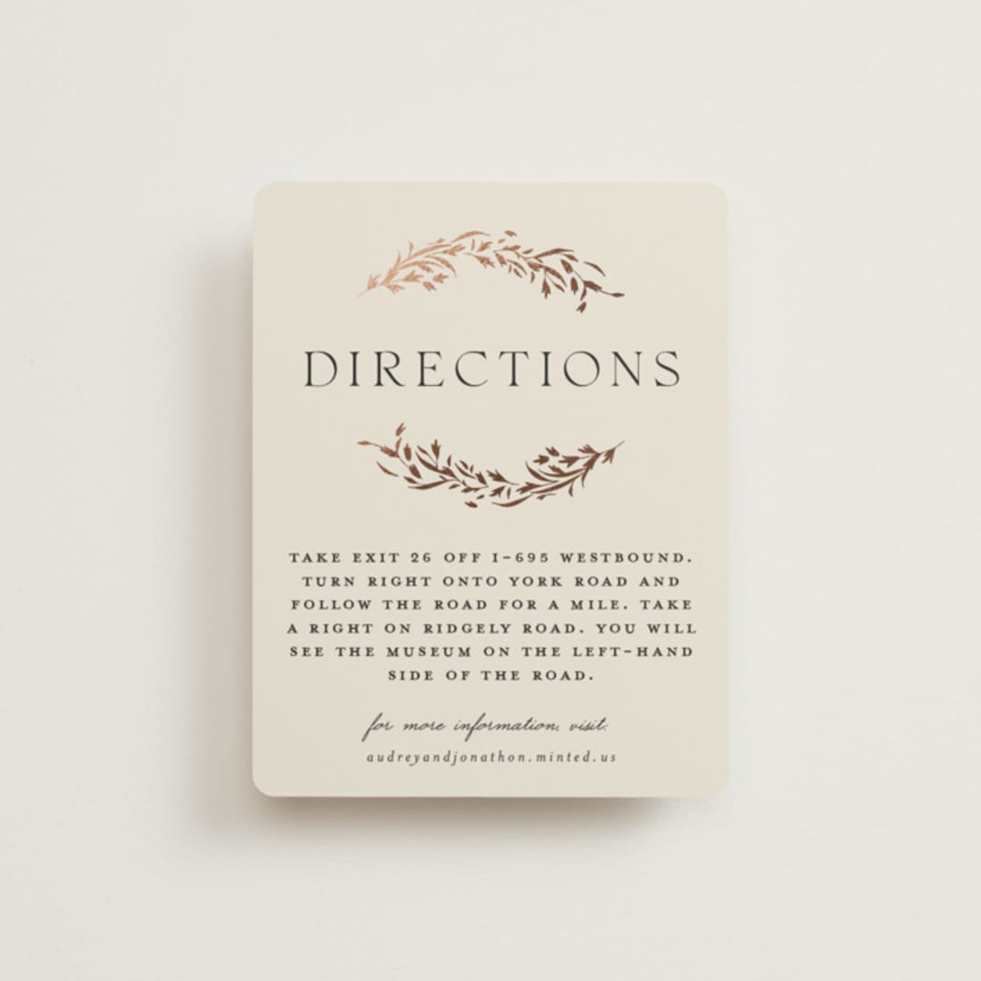 "Trailing Vines" - Direction Cards in Almond by Erin L. Wilson - Front