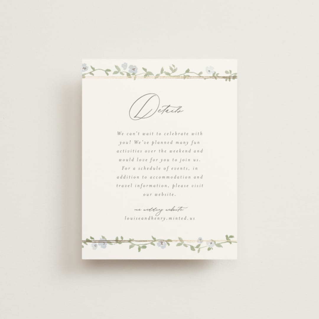 "Portico" - Direction Cards in Blue Bell by Everett Paper Goods - Front