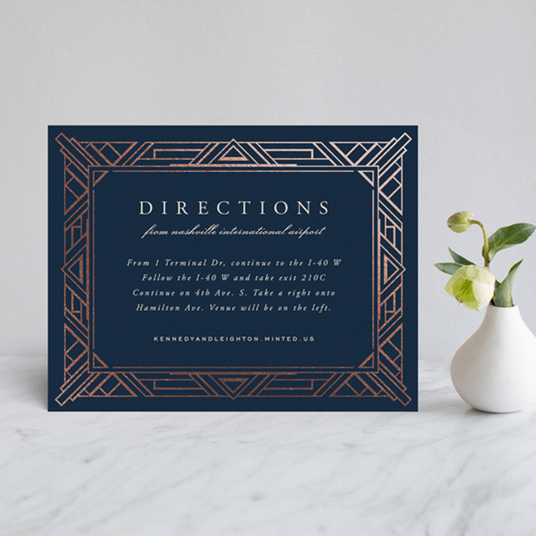 "Opulent Border" - Direction Cards in Dark Navy by Hooray Creative - Front