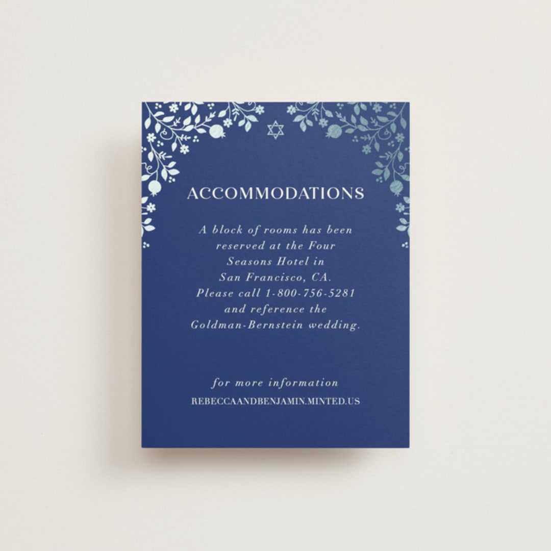 "Pomegranate Floral Frame" - Direction Cards in Royal by Nam Bourassa - Front