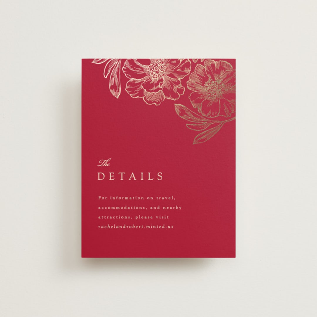 "Double Peony" - Direction Cards in Ruby by Janean Hinger - Front