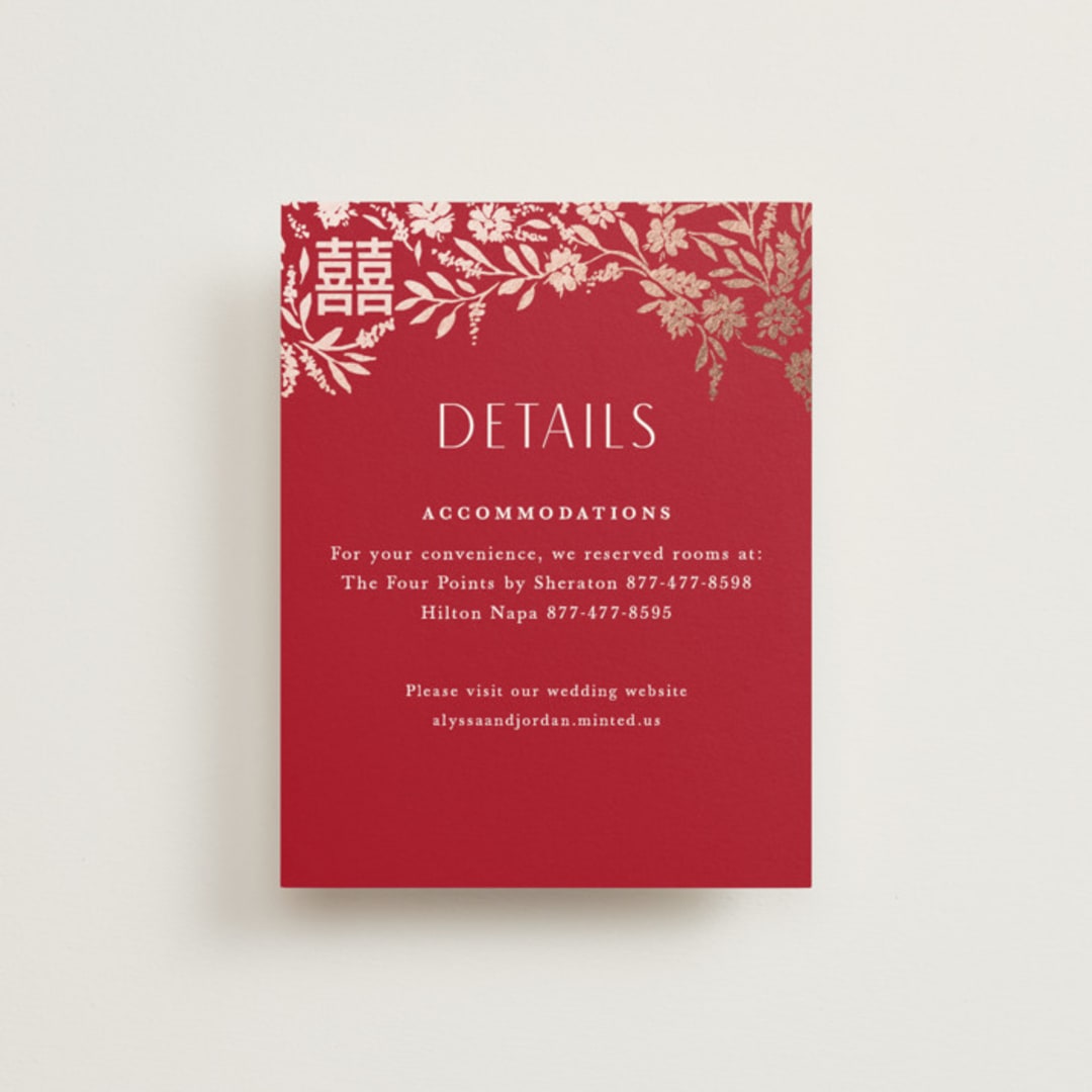 "Garden Vines" - Direction Cards in Ruby by Yaling Hou Suzuki - Front
