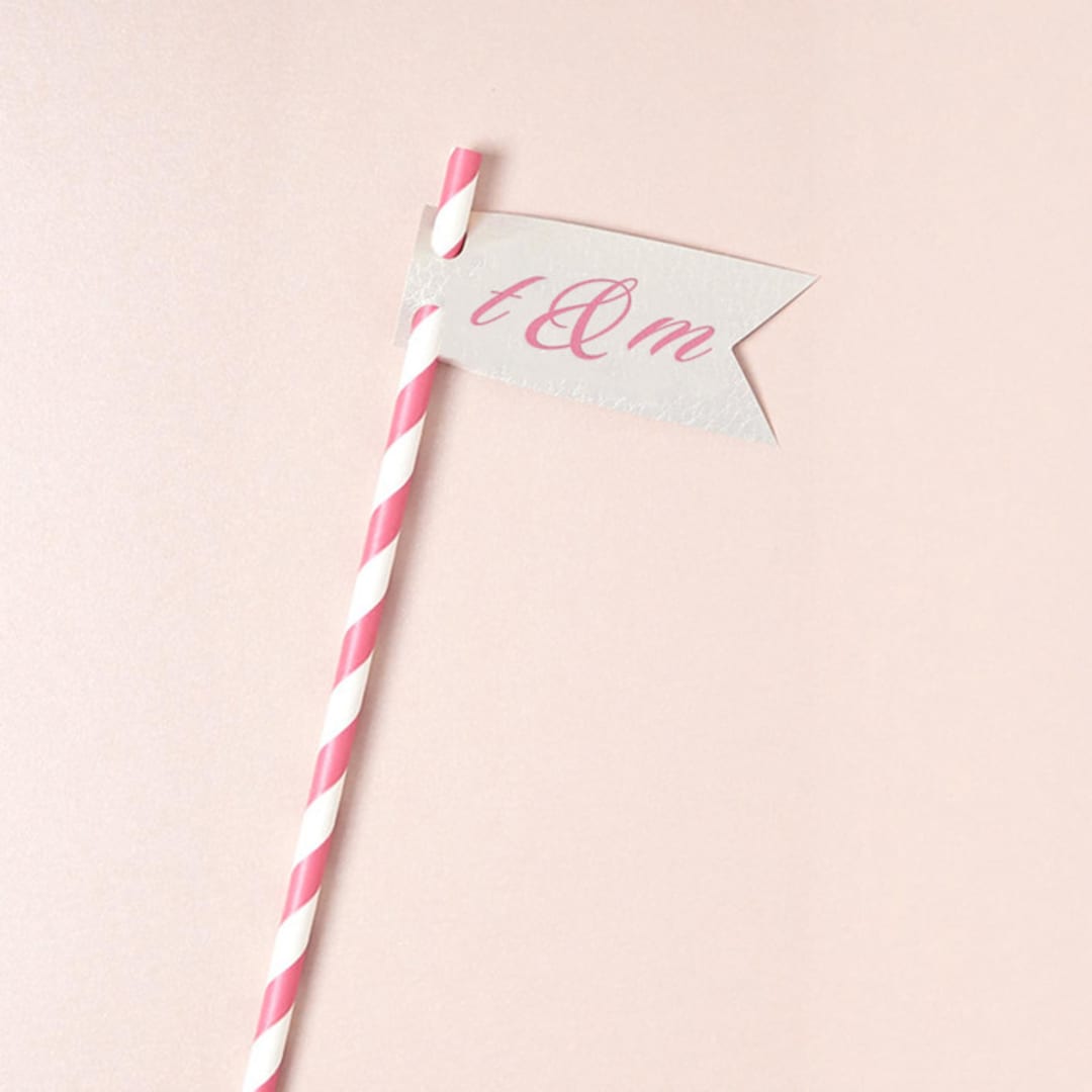 "Initials Straw Tag, double point straw tag, set of 100" - Drink Tags and Charms in white by ForYourParty