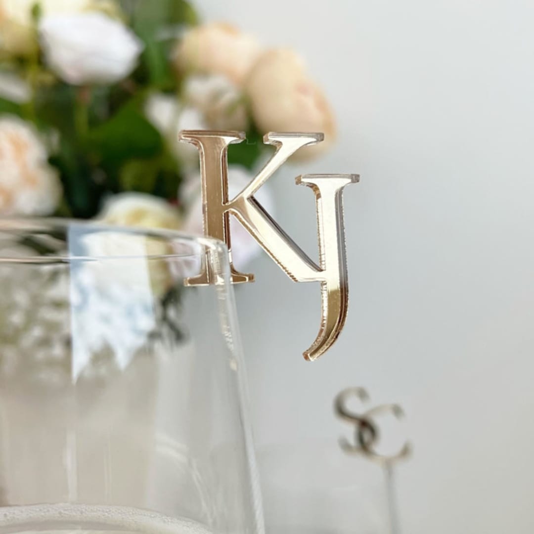"Custom Initial Drink Tags | | Personalized Cocktail Charms | Set of 20" - Drink Tags and Charms in gold by Self Stationery