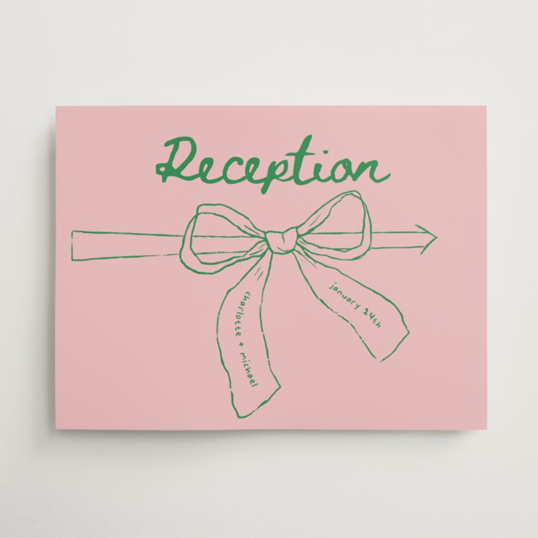 "Just the ribbon" - Direction Signs in trawberry by Vera Lim - Front