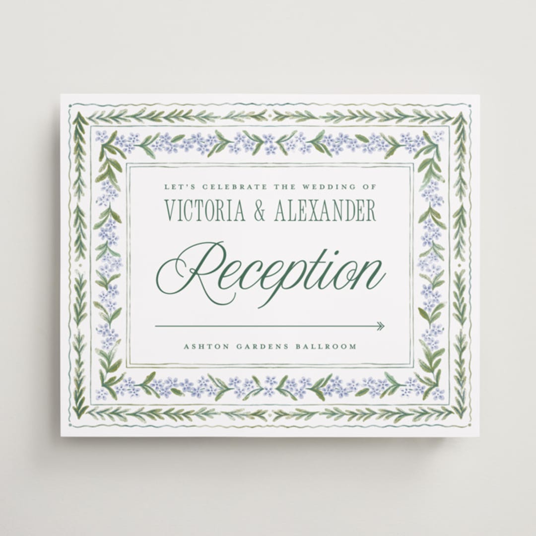 "Vintage Sketched" - Direction Signs in Wisteria by Jenna Holcomb - Front