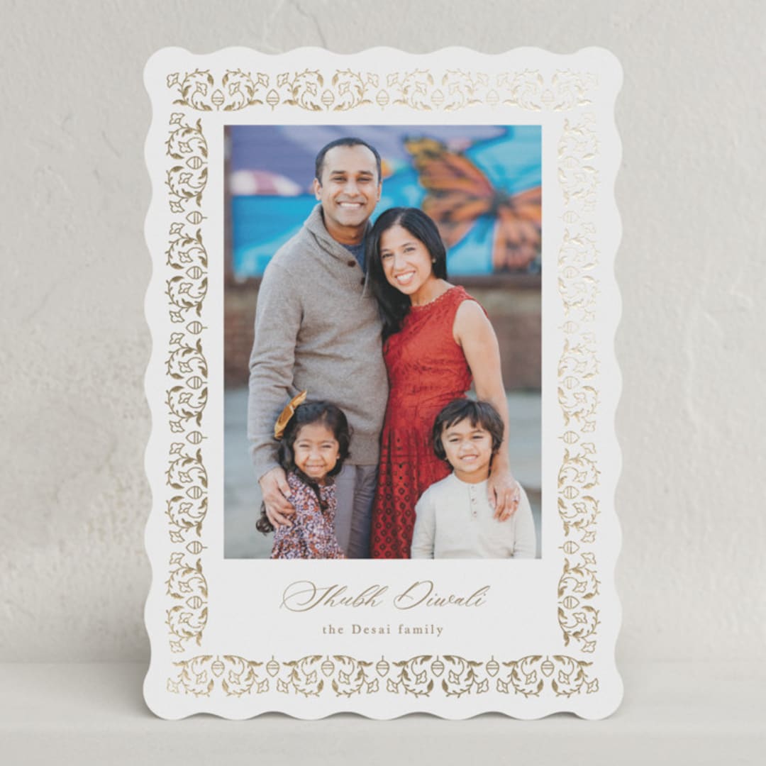 "Zari" - Diwali Cards in Golden by Mansi Verma - Front