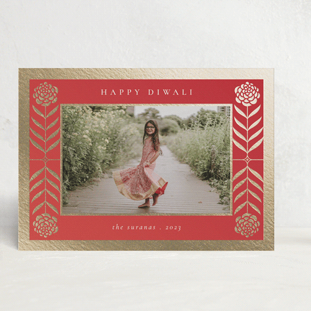 "marigold frame" - Diwali Cards in Vermillion by letterfix - Front