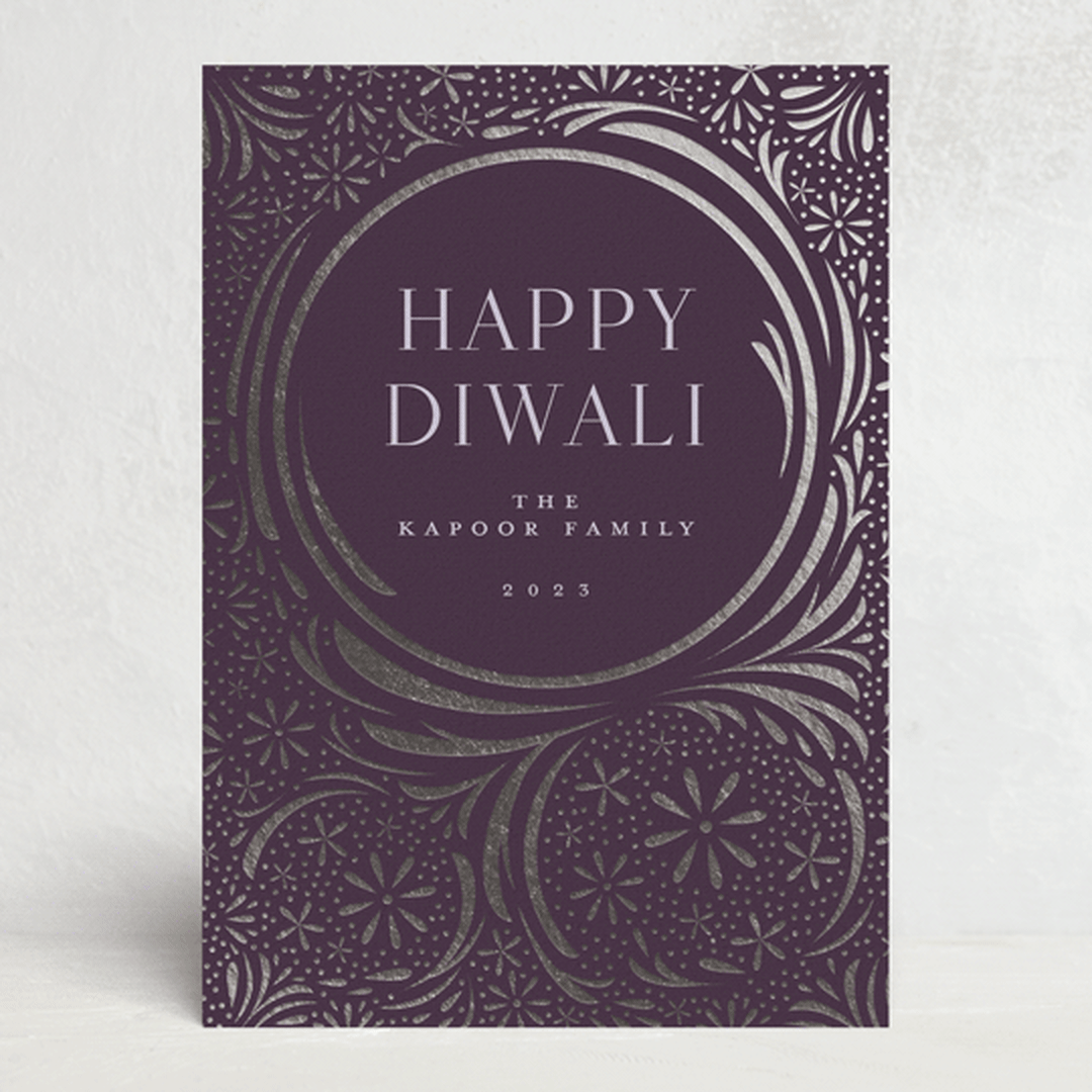 "Lights Festival" - Diwali Cards in Grape by Katie Zimpel - Front