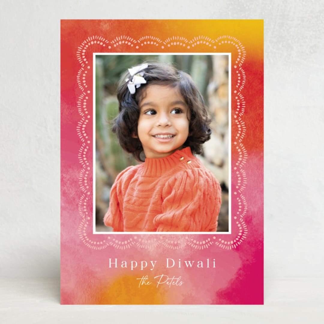 "Painterly Frame" - Diwali Cards in Carnation by Laura Hankins - Front