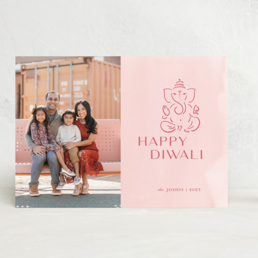 "Diwali Ganesha" - Diwali Cards in Rose by Teju Reval - Front