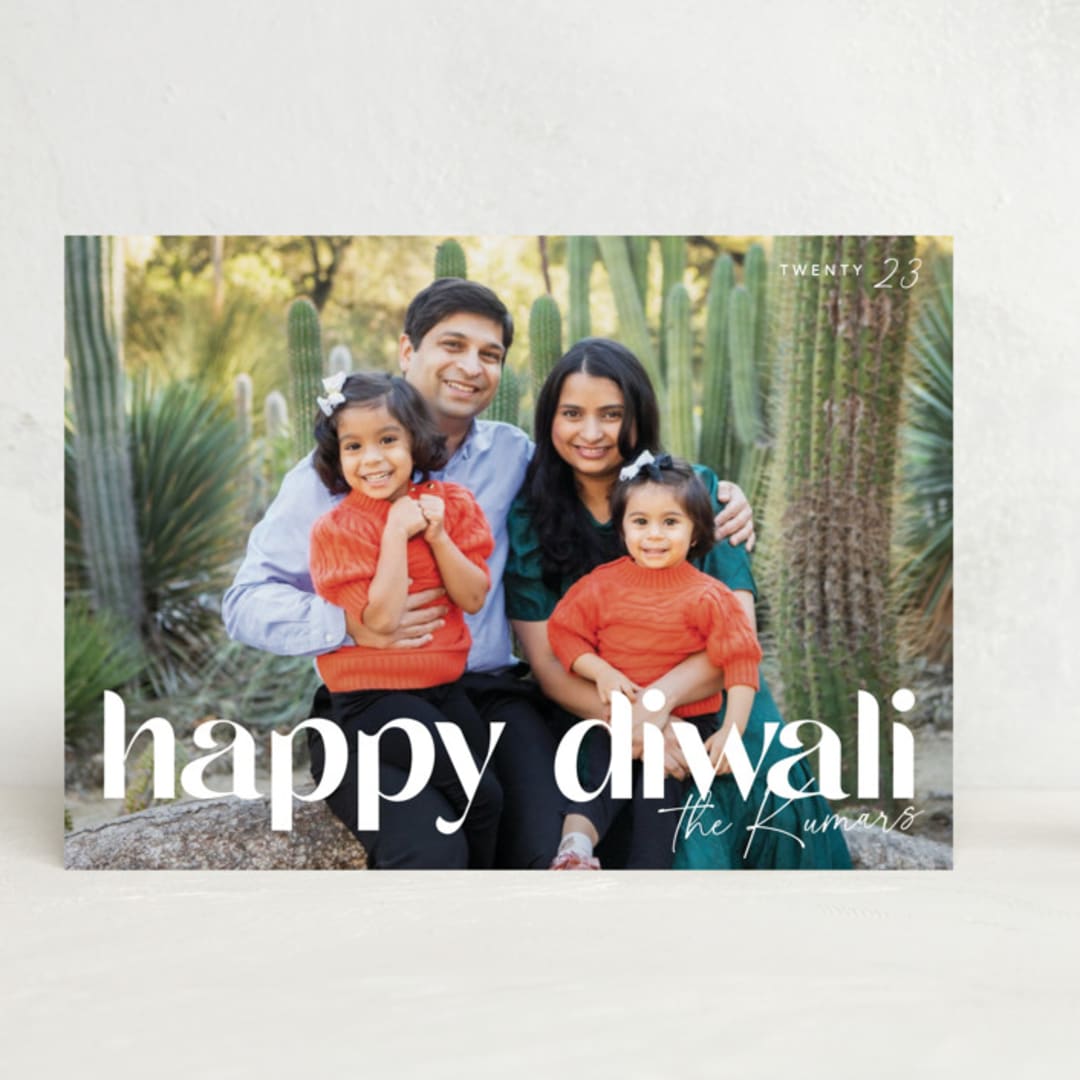 "Mod Diwali" - Diwali Cards in Linen by Robert and Stella - Front