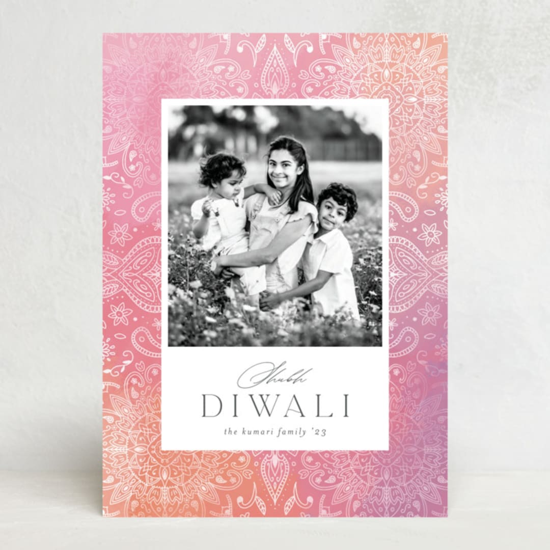"Intricate Mandala" - Diwali Cards in Sorbet by Ashley Rosenbaum - Front