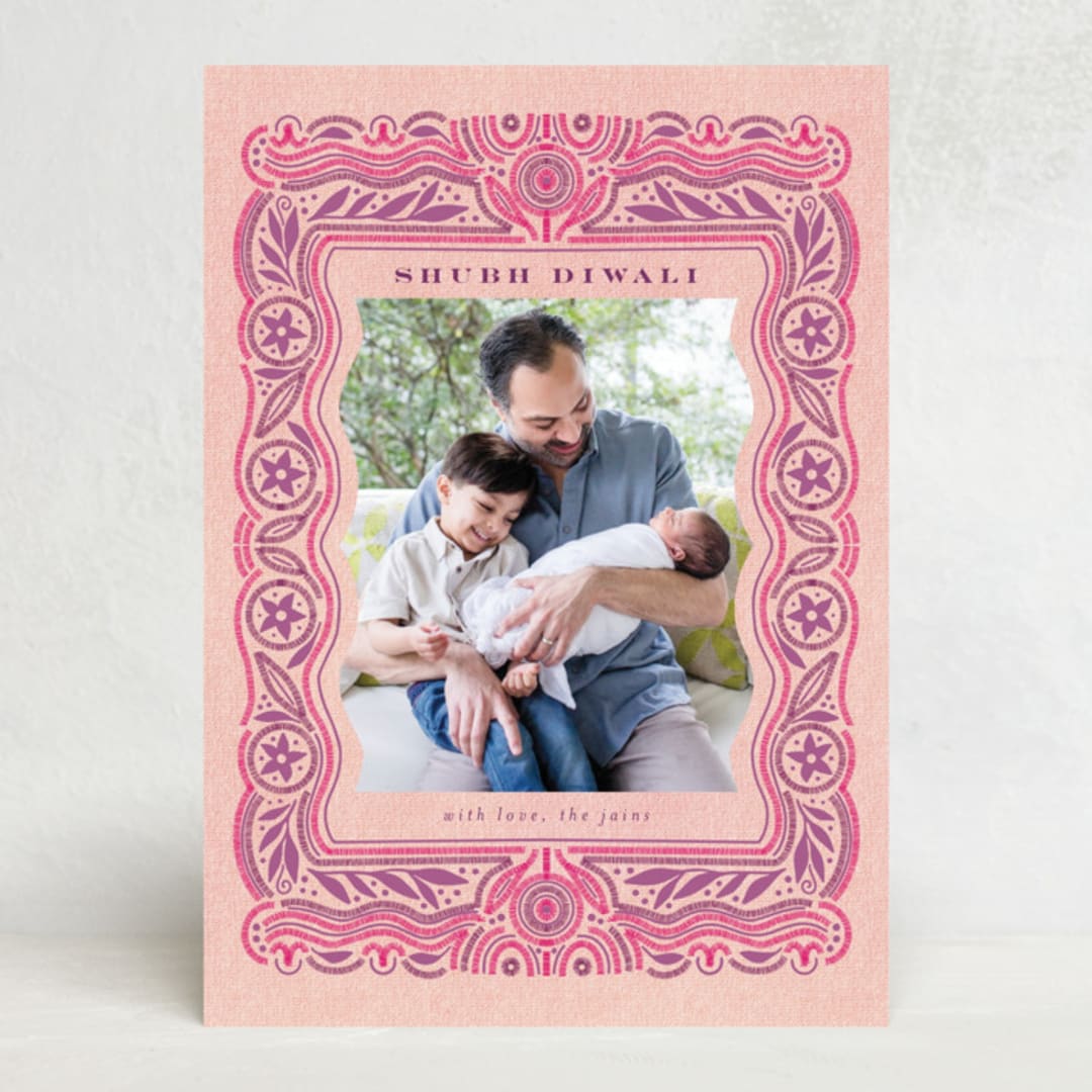 "Embroidered" - Diwali Cards in Amethyst by Cindy Reynolds - Front