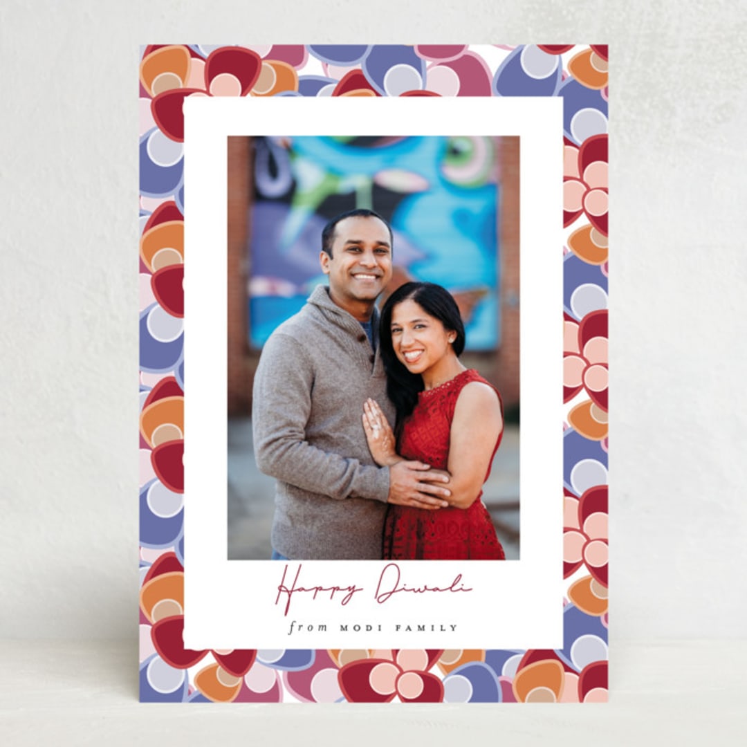 "Peacock feathers" - Diwali Cards in Cherry by Maja Cunningham - Front